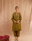 Mehendi Mehboob Kurta Set With Dhoti Pants And Potli Bag - Set Of 3