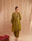 Mehendi Mehboob Suit Set With Dhoti Pants And Potli Bag - Set Of 4