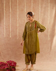 Mehendi Mehboob Kurta Set With Dhoti Pants And Potli Bag - Set Of 3