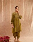 Mehendi Mehboob Suit Set With Dhoti Pants And Potli Bag - Set Of 4