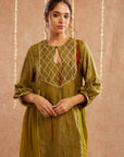 Mehendi Mehboob Kurta Set With Dhoti Pants And Potli Bag - Set Of 3
