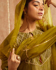 Mehendi Mehboob Suit Set With Dhoti Pants And Potli Bag - Set Of 4