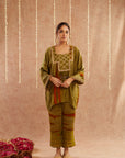 Mehendi Co-Ord Set With Pants And Potli Bag - Set Of 3