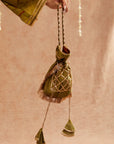 Mehendi Co-Ord Set With Pants And Potli Bag - Set Of 3