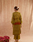 Mehendi Mahtab Kurta Set With Pants And Potli Bag - Set Of 3