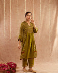 Mehendi Mahtab Kurta Set With Pants And Potli Bag - Set Of 3