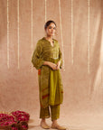 Mehendi Mahtab Kurta Set With Pants And Potli Bag - Set Of 3