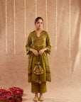 Mehendi Mahtab Kurta Set With Pants And Potli Bag - Set Of 3