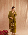 Mehendi Mahtab Suit Set With Pants And Potli Bag - Set Of 4