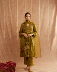 Mehendi Mahtab Suit Set With Pants And Potli Bag - Set Of 4