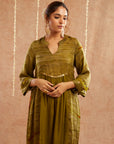 Mehendi Mahtab Kurta Set With Pants And Potli Bag - Set Of 3