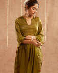 Mehendi Mahtab Suit Set With Pants And Potli Bag - Set Of 4