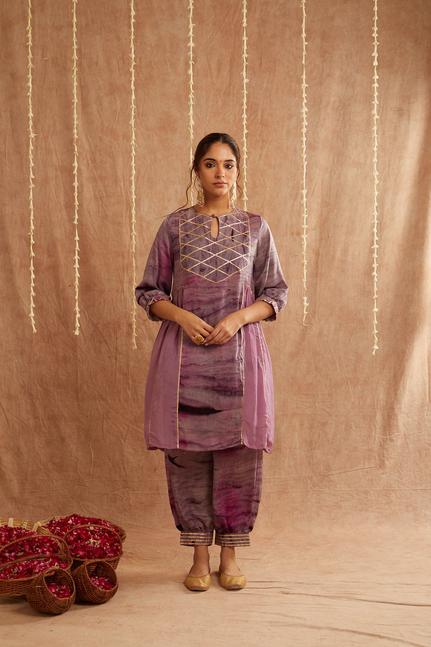 Jamuni Jalwa Kurta Set With Dhoti Pants And Potli Bag - Set Of 3