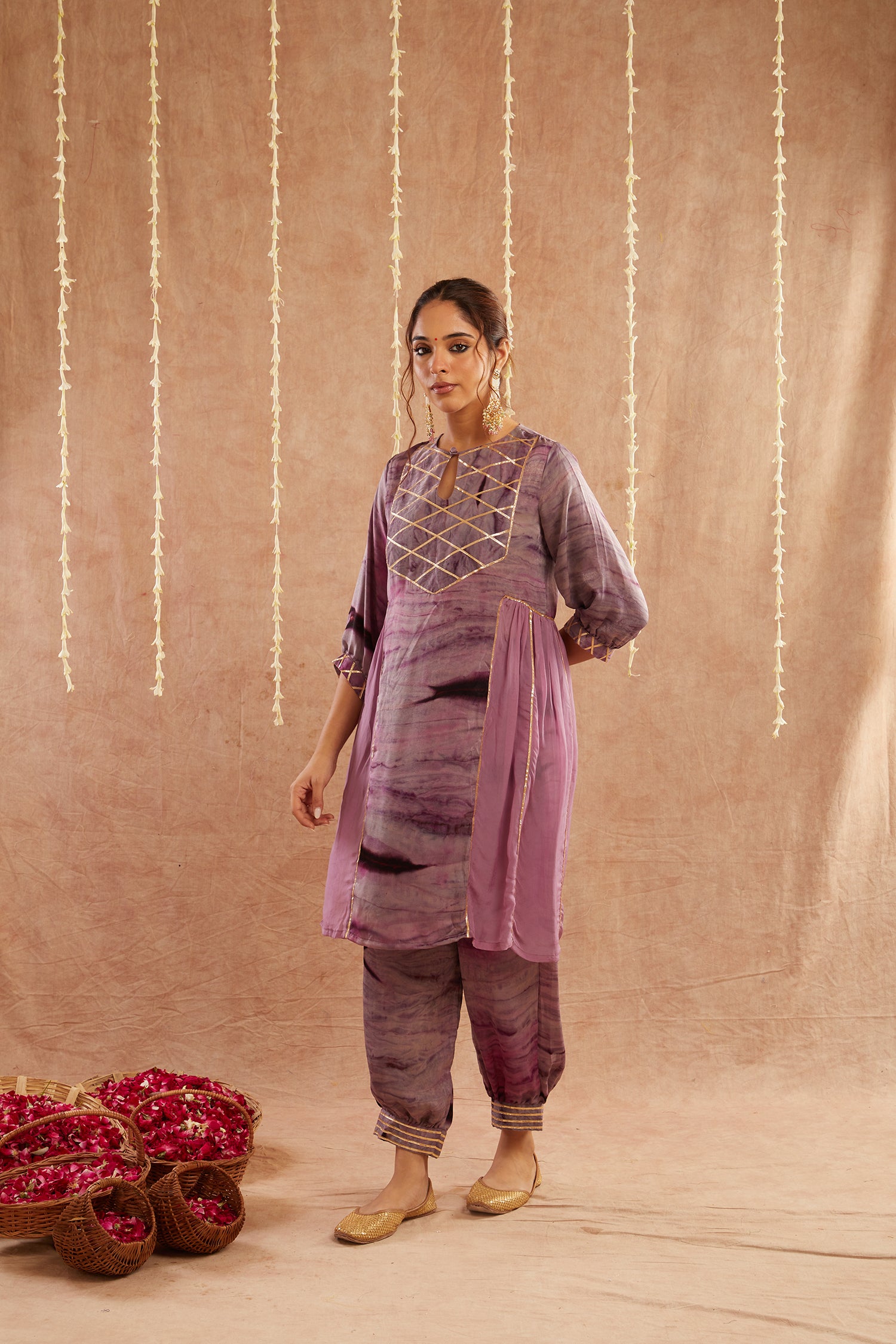 Jamuni Jalwa Kurta Set With Dhoti Pants And Potli Bag - Set Of 3