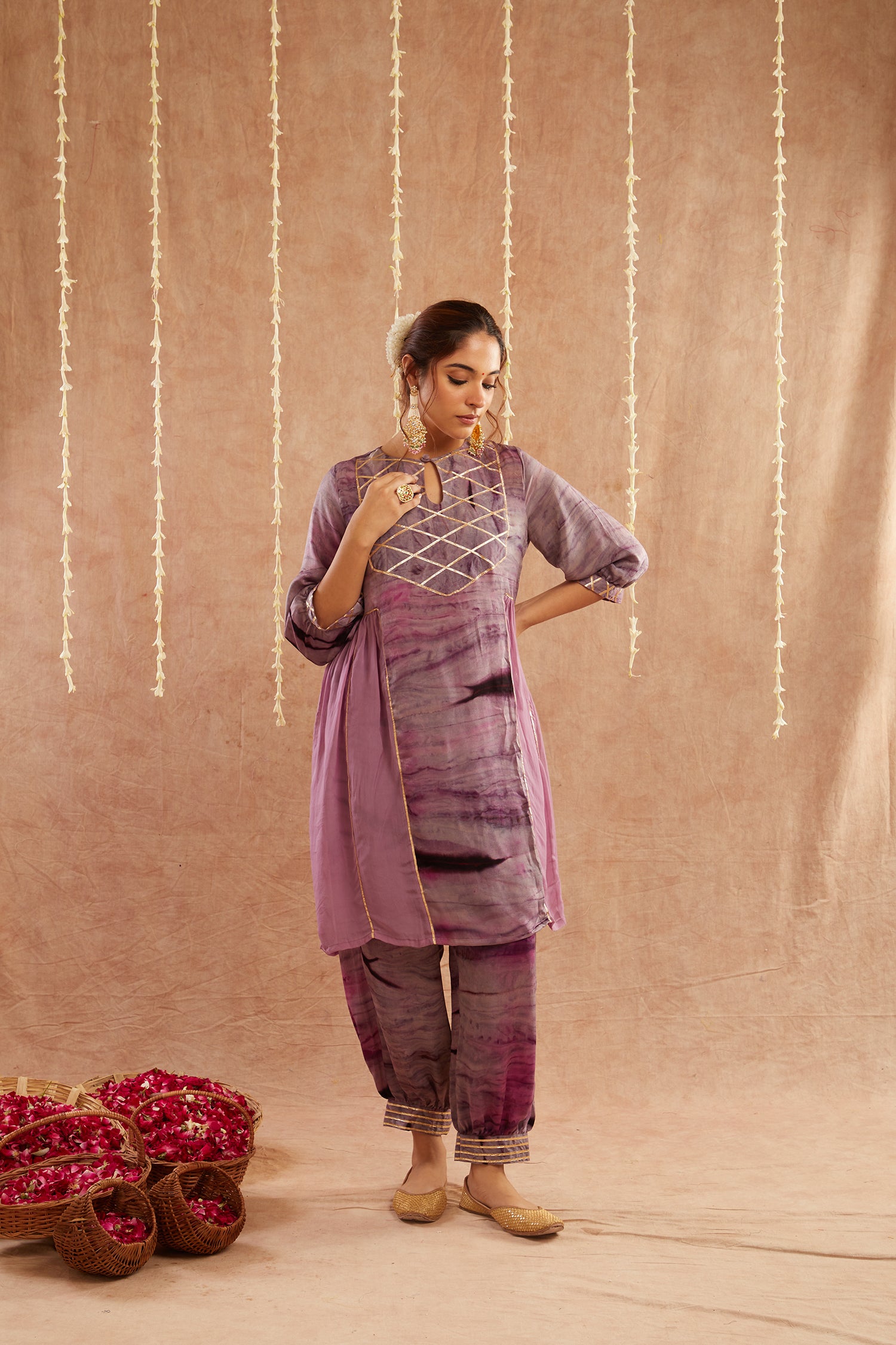 Jamuni Jalwa Kurta Set With Dhoti Pants And Potli Bag - Set Of 3