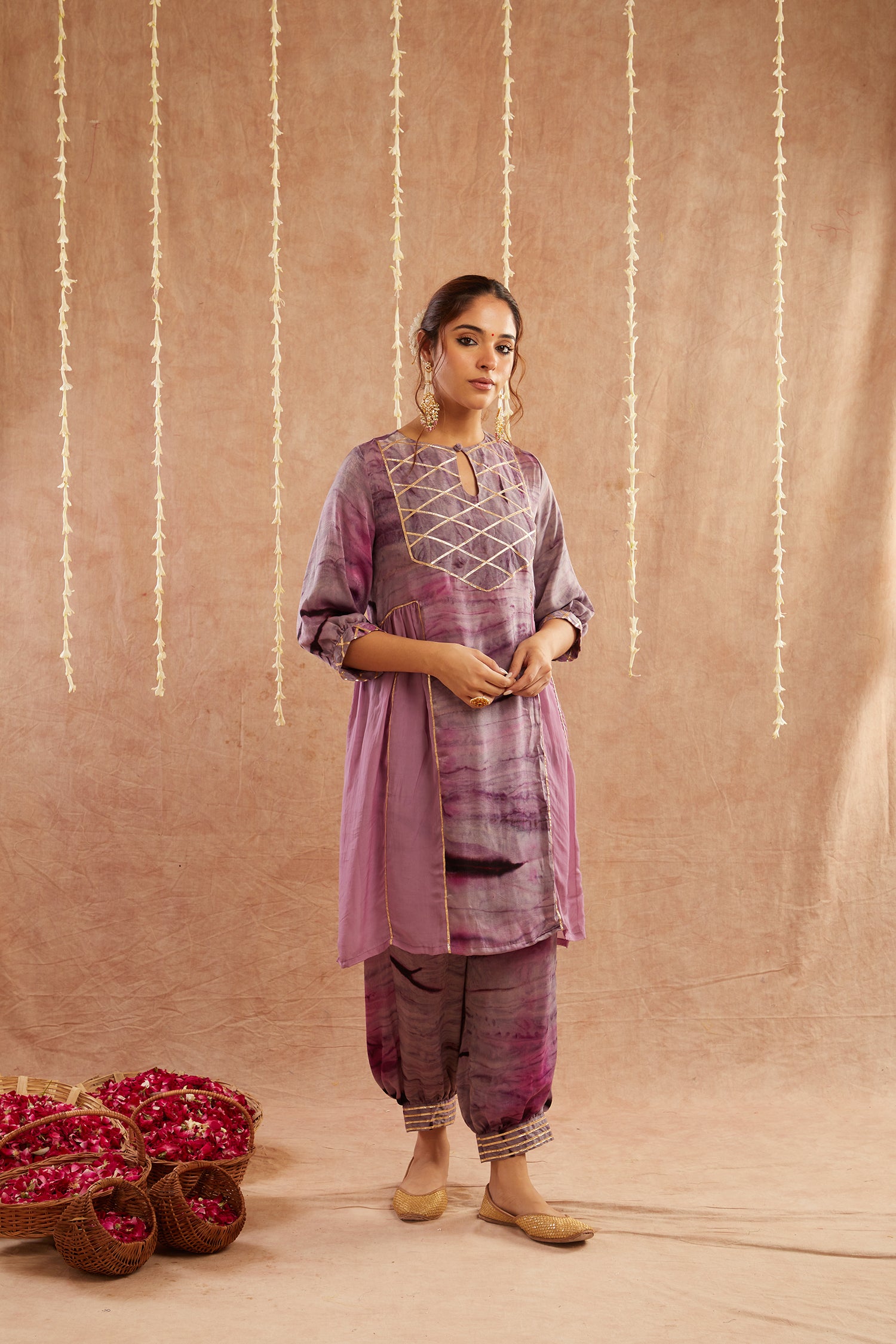 Jamuni Jalwa Kurta Set With Dhoti Pants And Potli Bag - Set Of 3