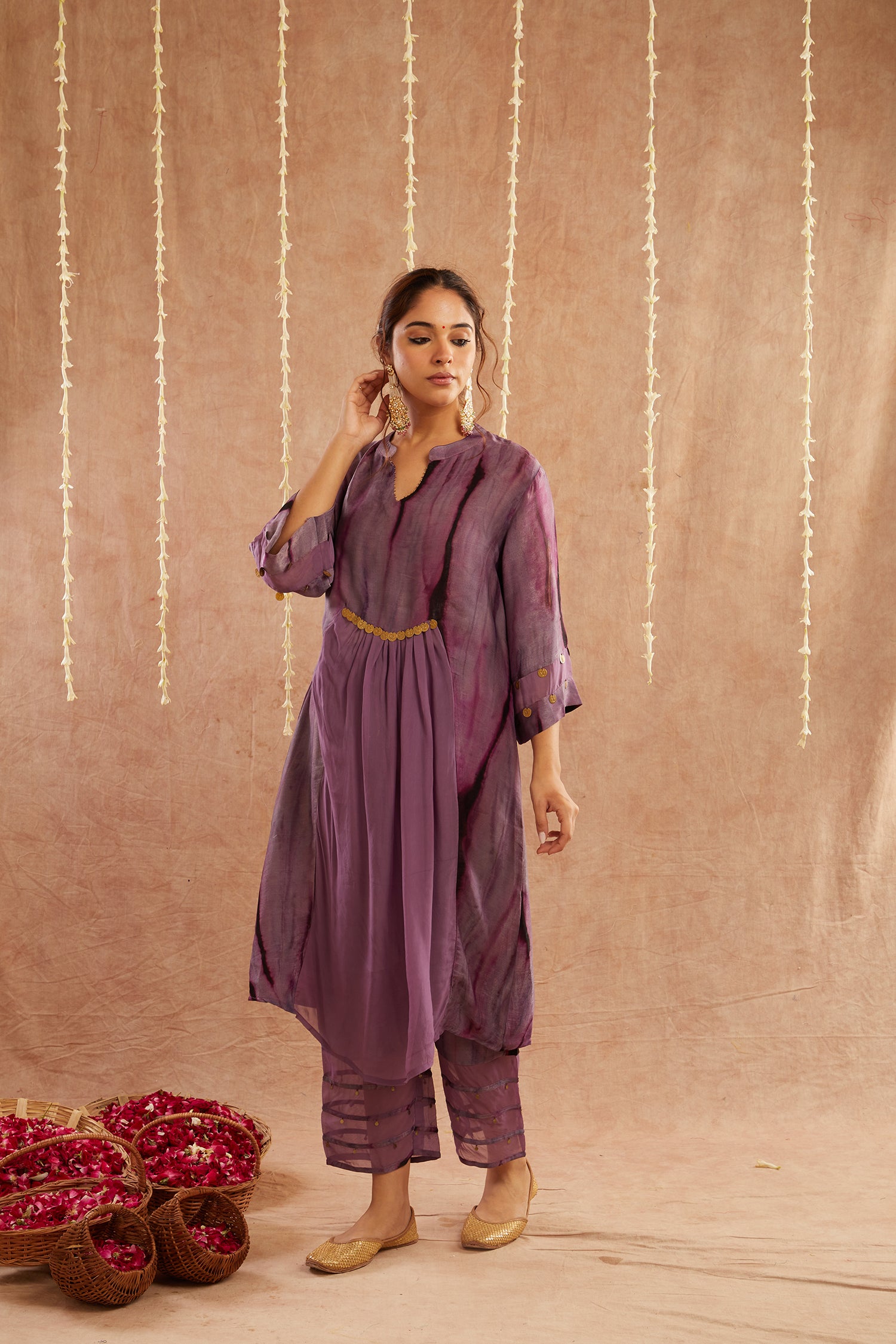 Jamni Kurta Set With Pant And Potli Bag - Set Of 3