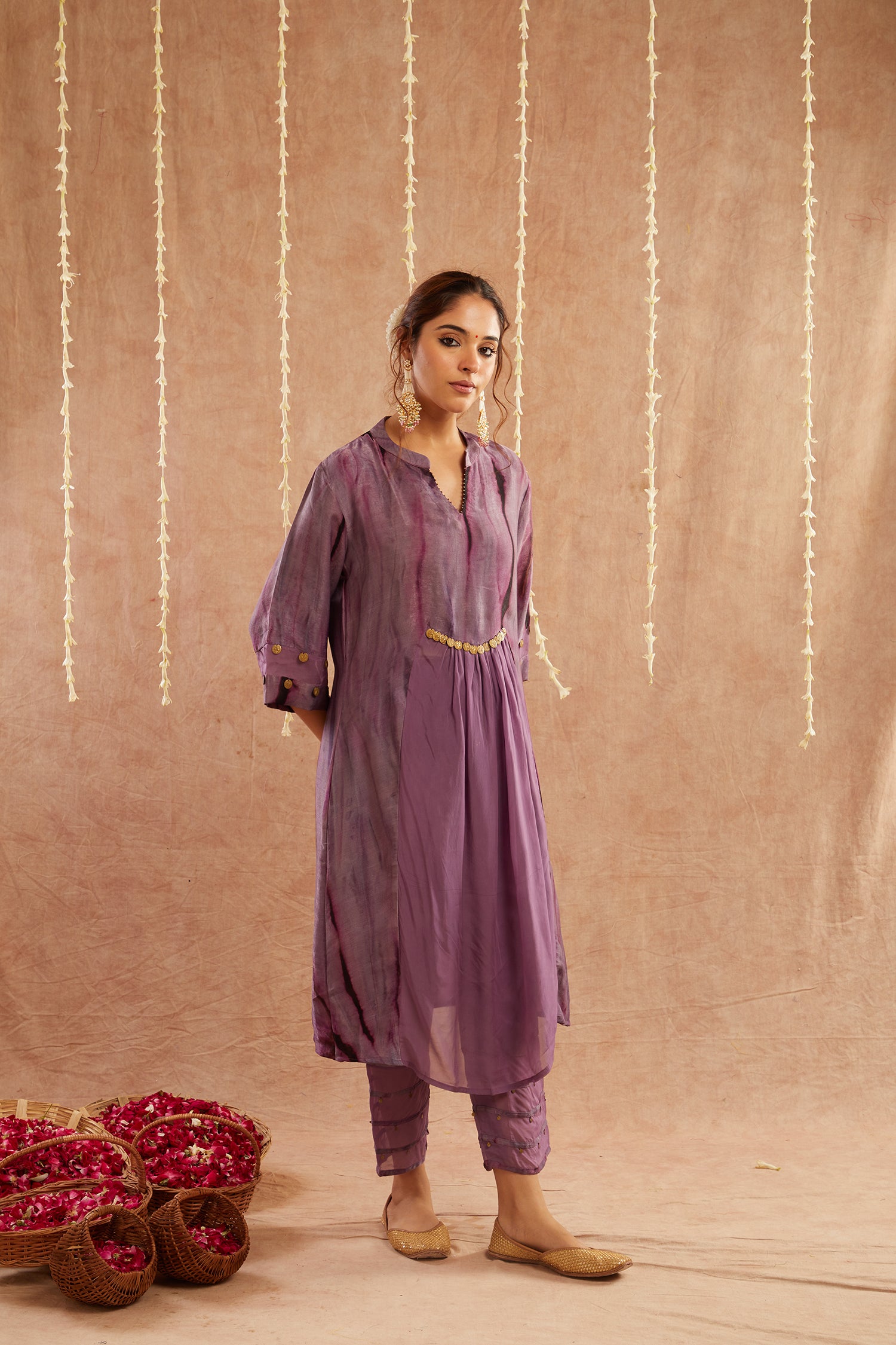 Jamni Kurta Set With Pant And Potli Bag - Set Of 3