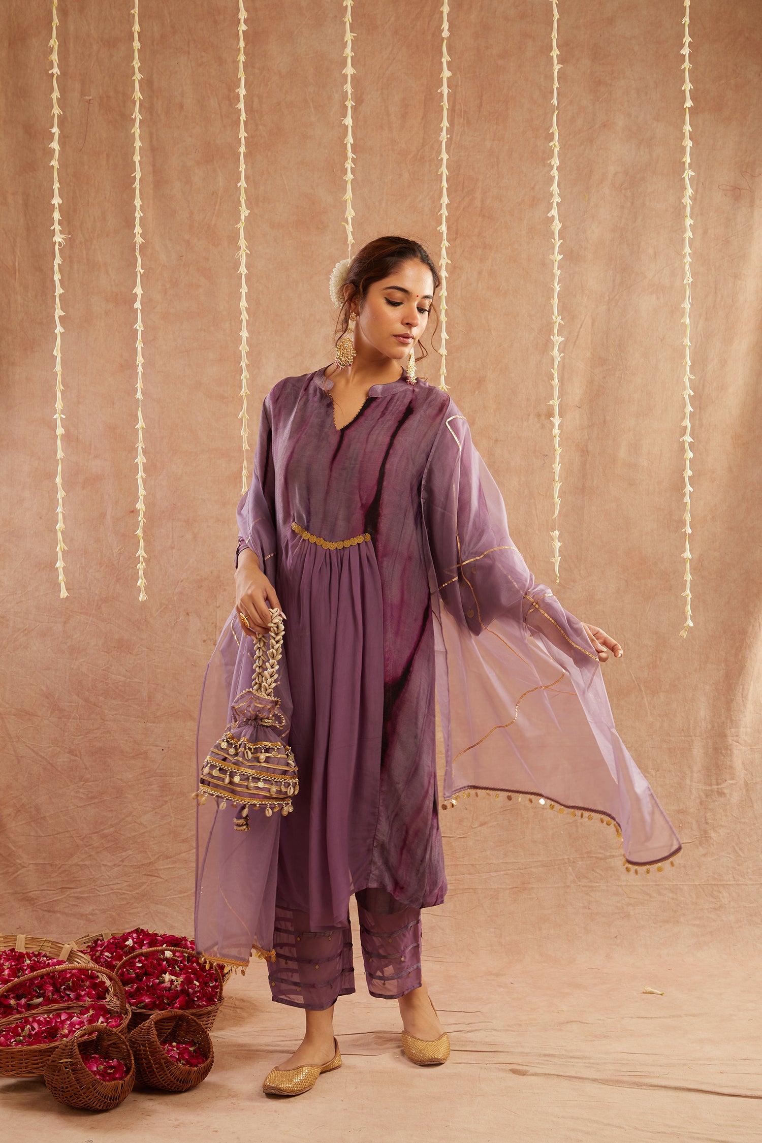 Jamni Suit Set With Pants And Potli Bag - Set Of 4