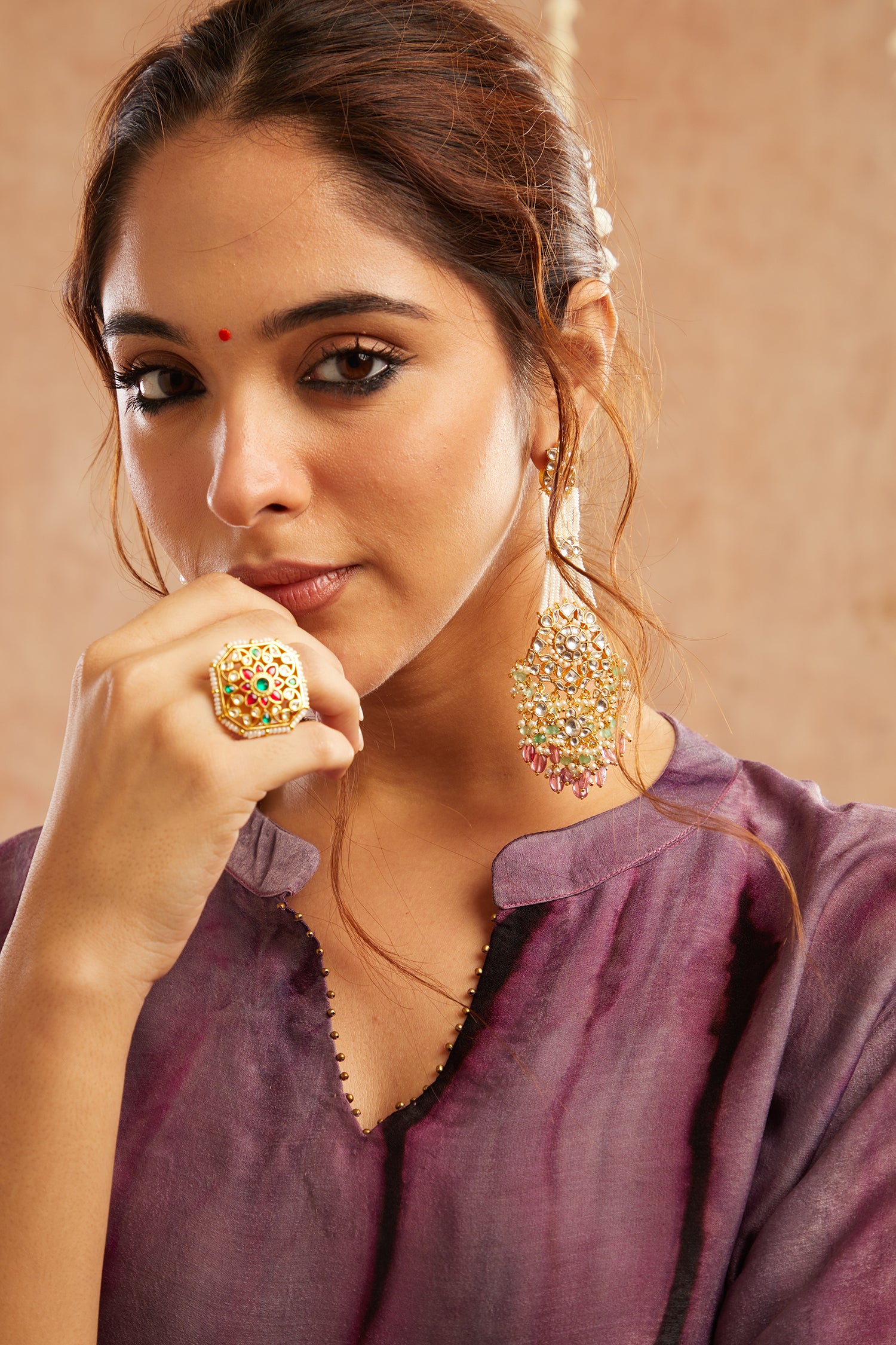 Jamni Kurta Set With Pant And Potli Bag - Set Of 3