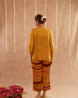 Haldi Georgette Organza Top With Pants Set Of 2