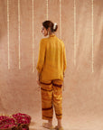 Haldi Georgette Organza Top With Pants Set Of 2