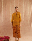 Haldi Georgette Organza Top With Pants Set Of 2