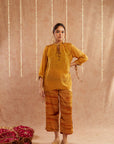 Haldi Georgette Organza Top With Pants Set Of 2