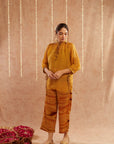 Haldi Georgette Organza Top With Pants Set Of 2