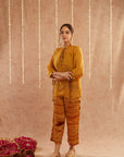 Haldi Georgette Organza Top With Pants Set Of 2