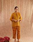 Haldi Georgette Organza Top With Pants Set Of 2
