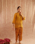 Haldi Georgette Organza Top With Pants Set Of 2