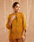 Haldi Georgette Organza Top With Pants Set Of 2