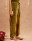 Mehendi Georgette Organza Top With Pants Set Of 2