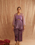 Jamni Organza Kaftan Set With Pants And Potli Bag - Set Of 3