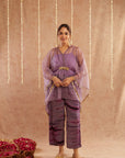 Jamni Organza Kaftan Set With Pants And Potli Bag - Set Of 3