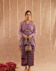 Jamni Organza Kaftan Set With Pants And Potli Bag - Set Of 3
