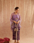Jamni Organza Kaftan Set With Pants And Potli Bag - Set Of 3