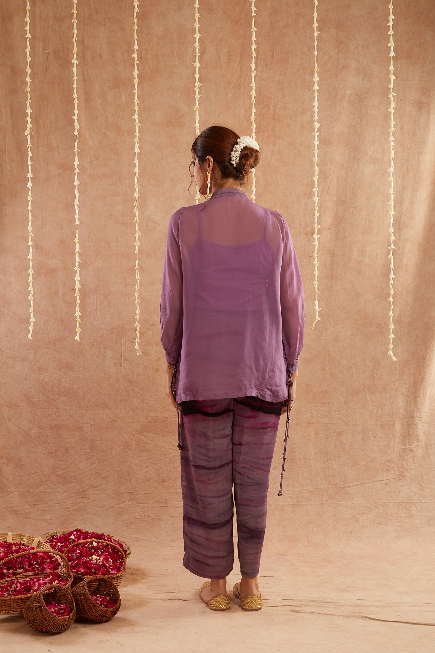 Jamni Georgette Organza Top With Pants Set Of 2