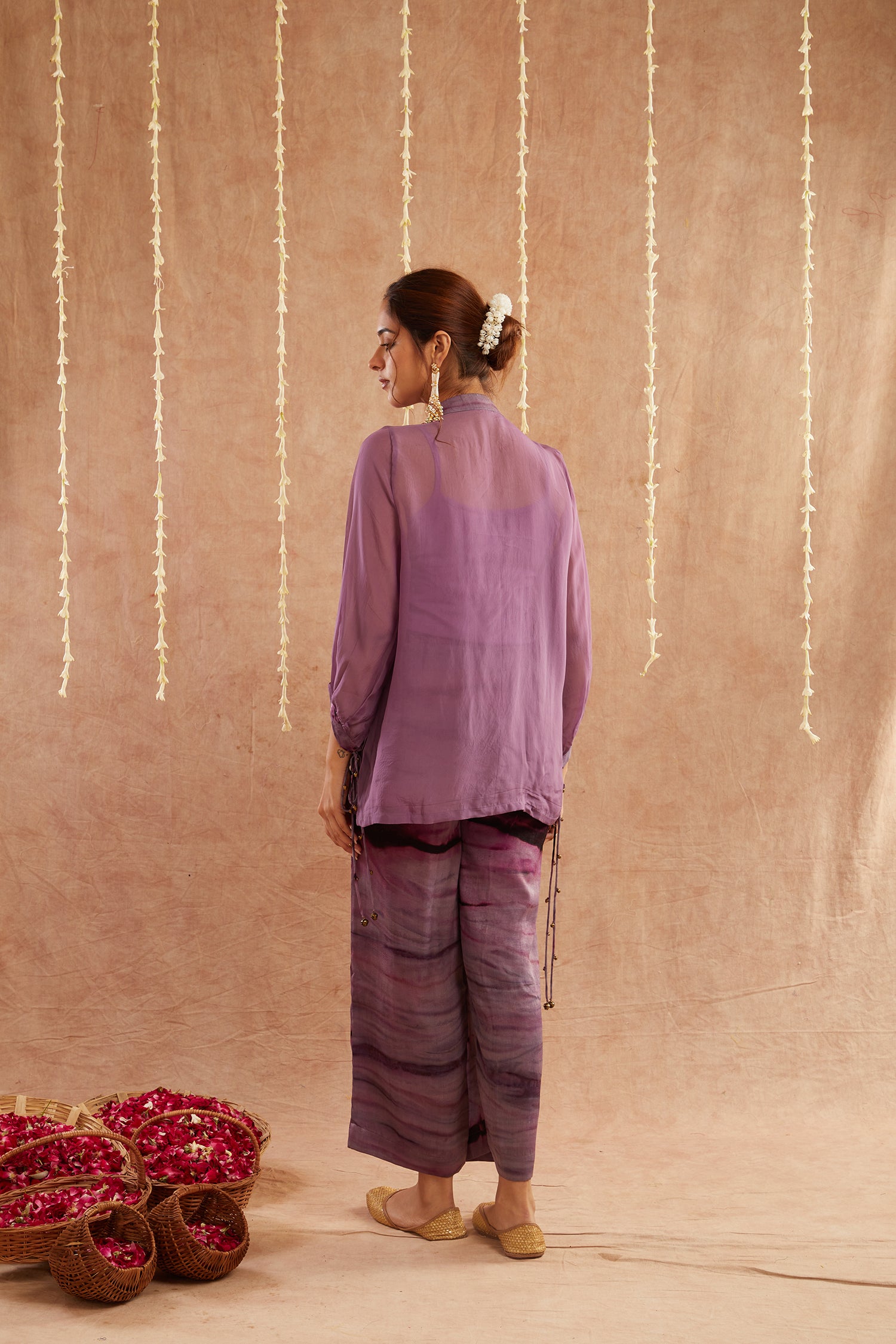 Jamni Georgette Organza Top With Pants Set Of 2