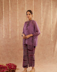 Jamni Georgette Organza Top With Pants Set Of 2