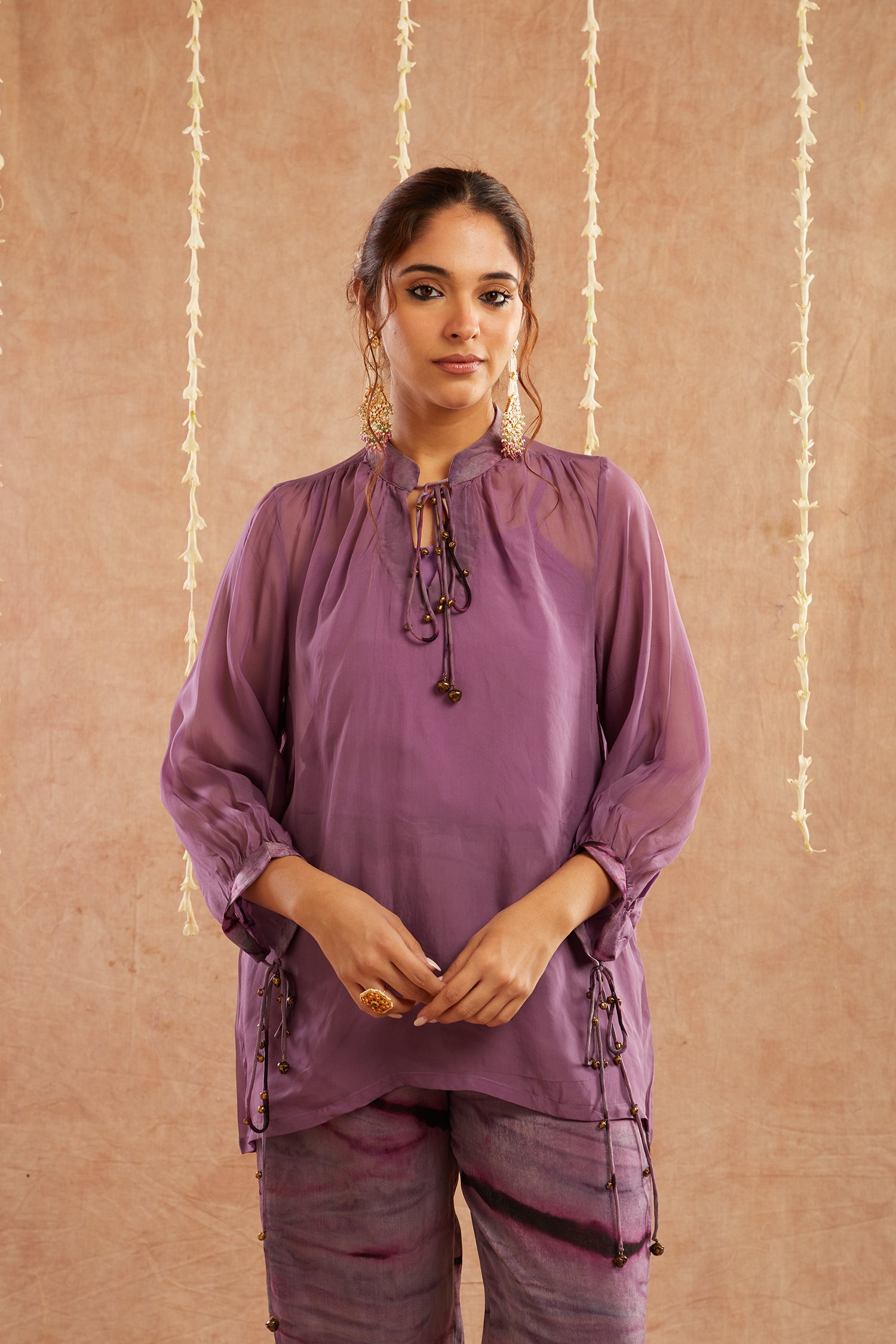 Jamni Georgette Organza Top With Pants Set Of 2