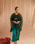 Phirozi Organza Kaftan Set With Pants And Potli Bag - Set Of 3