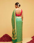 Traditional Georgette Banarasee Bandhani Saree in Green