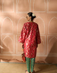 Banarasi Begum Tunic Set - Red and Green