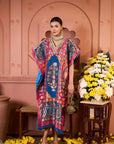 Banarasi Begum Embroidered Kaftan- Blue