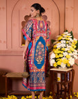 Banarasi Begum Embroidered Kaftan- Blue
