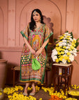 Banarasi Begum Embroidered Kaftan- Yellow