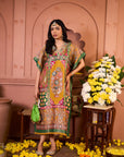 Banarasi Begum Embroidered Kaftan- Yellow