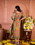 Banarasi Begum Embroidered Kaftan- Yellow
